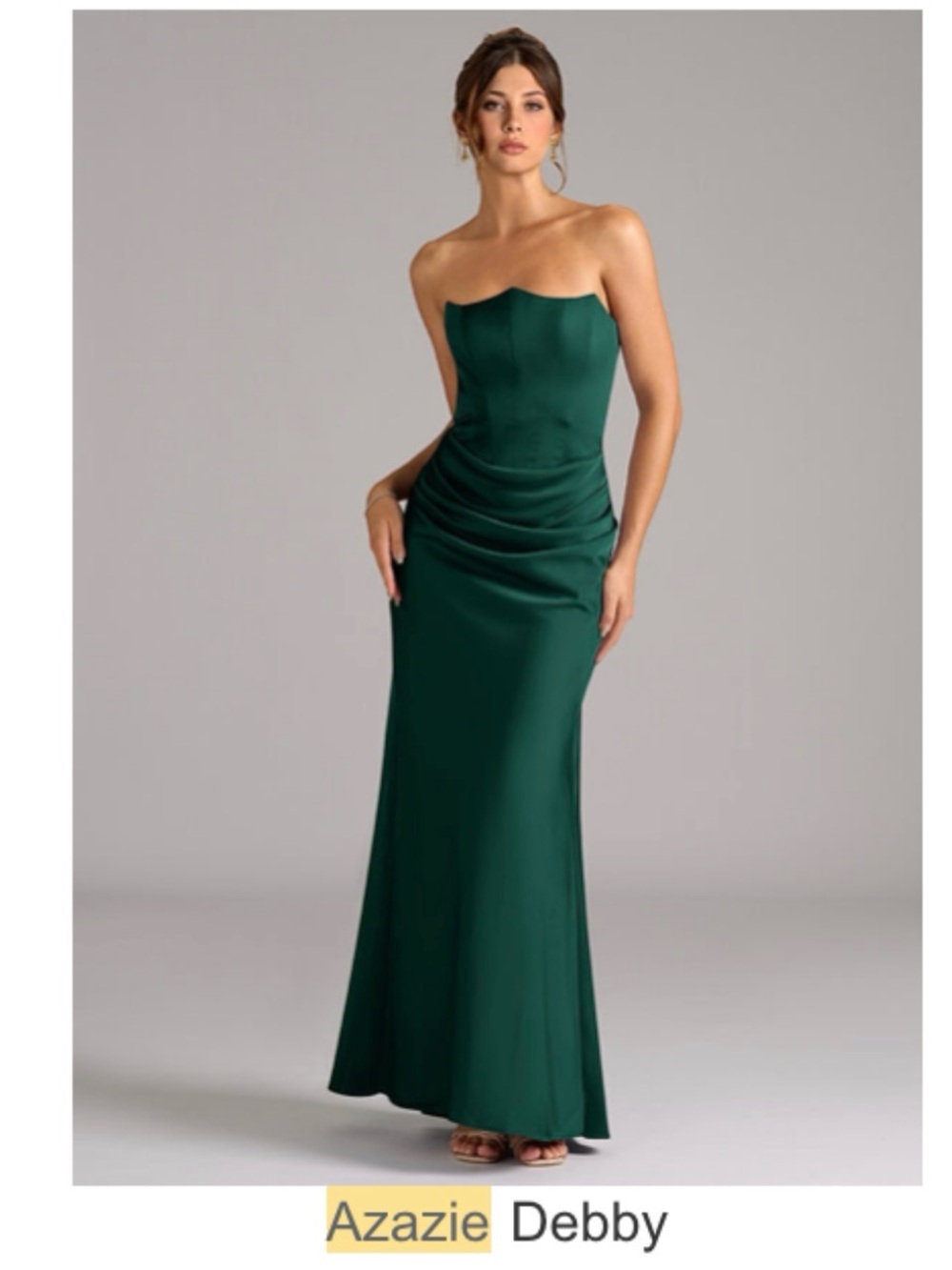 Azazie Debby Strapless Gown in Emerald